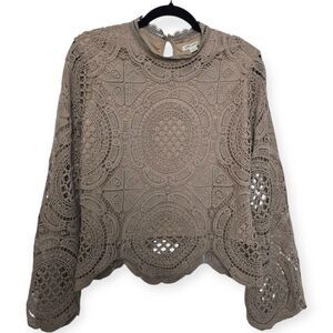 Ultra Pink Lace Blouse in Taupe